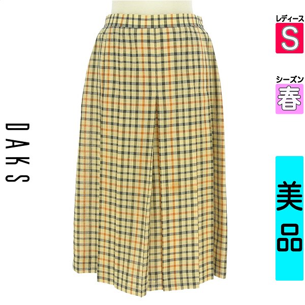 ダックス DAKS スコート レディース 春  ベージュ S リネン混ハウスチェックミモレスカート 【中古】【古着】【大売り出し】