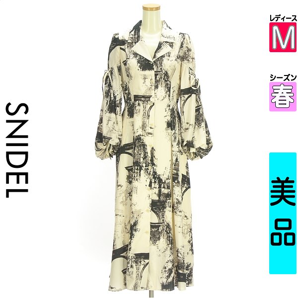 ＼開始4時間限定!!33%OFFクーポン／ スナイデル Snidel ワンピース チュニック レディース 春 長袖 アイボリー M 総柄ボリュームスリーブワンピース 【中古】【古着】【セール】お買い物マラソン