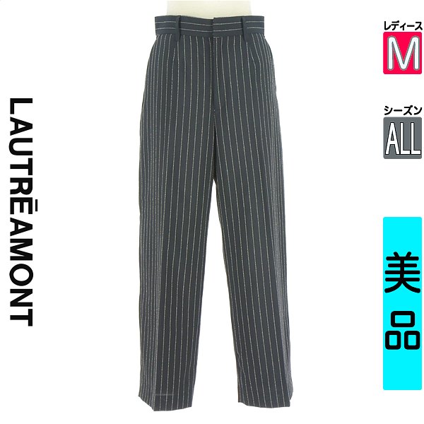 ＼今だけ★全品ポイント10倍／ ロートレアモン LAUTREAMONT パンツ レディース オールシーズン 紺色/ネイビー M ピンストライプセミワイドパンツ 【中古】【古着】【人気】お買い物マラソン 7,445円