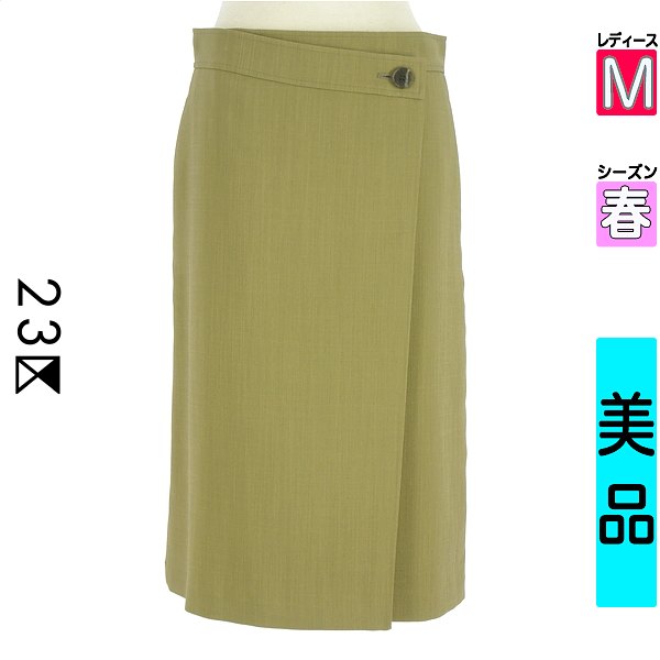 ニジュウサンク 23区 スカート レディース 春 カーキ M ラップ風膝下スカート 【中古】【古着】【人気】