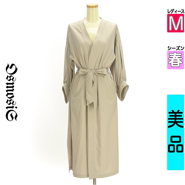 ＼期間限定★20%OFFクーポン／ オズモーシス OSMOSIS コート レディース 春 グレー M loaf ベルト付き薄手ロングコート 【中古】【古着】【新着】お買い物マラソン