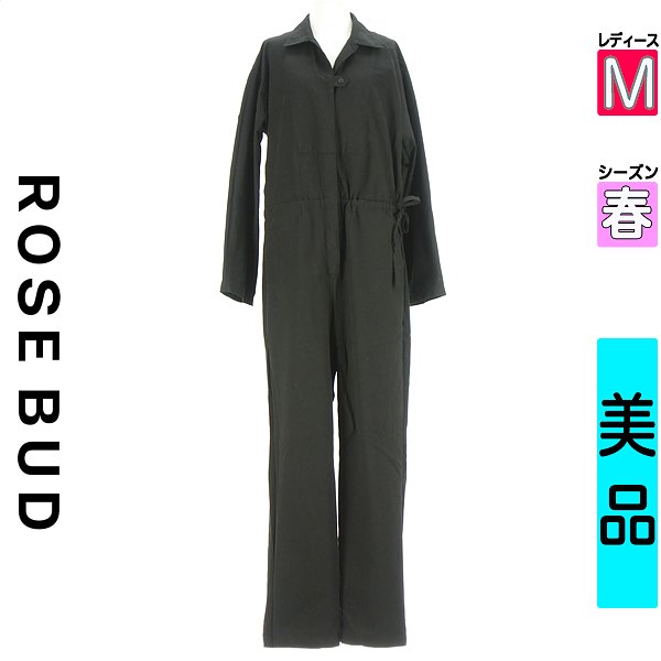＼15日★24H限定!!30%OFFクーポン／ ローズバッド ROSE BUD コンビネゾン オールインワン レディース 春 ブラック M シャツコンビネゾン 【中古】【古着】【新着】お買い物マラソン