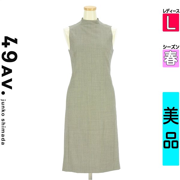 ＼今だけ★全品ポイント10倍／ 49アヴェニュージュンコシマダ 49av.Junko Shimada ワンピース チュニック レディース 春 ノースリーブ ブラック L バックプリーツ膝下ワンピース 【中古】【古着】【新着】