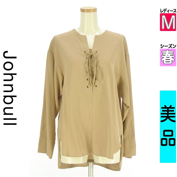 ＼今だけ★全品ポイント10倍／ ジョンブル JOHNBULL カットソー プルオーバー レディース 春 長袖 ベージュ M フロントレースアップカットソー 【中古】【古着】【新着】
