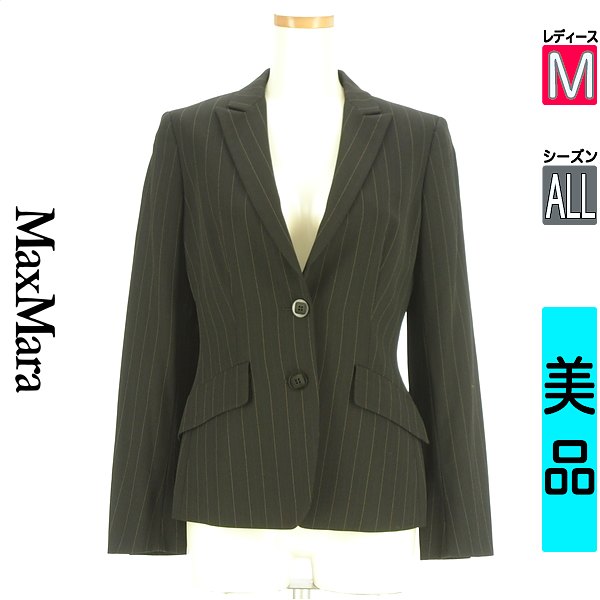 マックスマーラ MAX MARA 上衣 レディース オール時節  黒いこと M ストレッチストライプジャケット 【中古】【古着】【大売り出し】