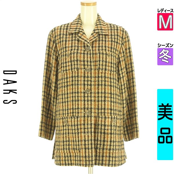 ＼SS制限事項★全品20%OFF引き換え証／ ダックス DAKS 厚地の外套 レディース 冬  ベージュ M 読み合わせる柄真っただ中丈ブークレコート 【中古】【古着】【大売り出し】百貨店SALE