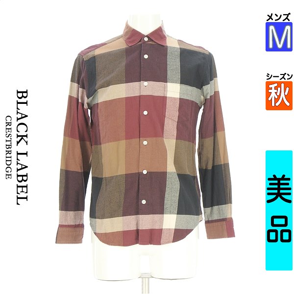 ブラックレーベル・クレストブリッジ BLACK LABEL CRESTBRIDGE 心地よいプルオーバー メンズ 秋 長袖 赤いこと M チェックネルシャツ 【中古】【古着】【大売り出し】