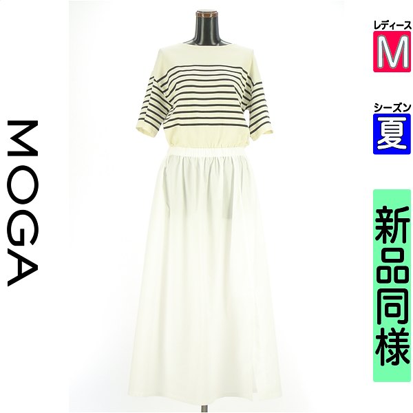 ＼赤字覚悟★50%OFFクーポン対象／ モガ MOGA ワンピース チュニック レディース 夏 半袖 アイボリー M 異素材切替マキシワンピース 【中古】【古着】【セール】｜ブランド古着のファレット 11,550円