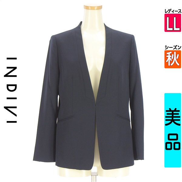 インディヴィ INDIVI 上衣 レディース 秋  紺色/米国海軍 LL 否色合い上衣 【中古】【古着】【一般受け】