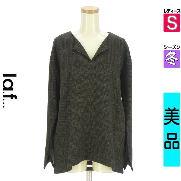 ラエフ la.f... カットソー ティーシャツ レディース 冬 長袖 黒いこと S Vのど首羊毛混カットソー 【中古】【古着】【一般受け】