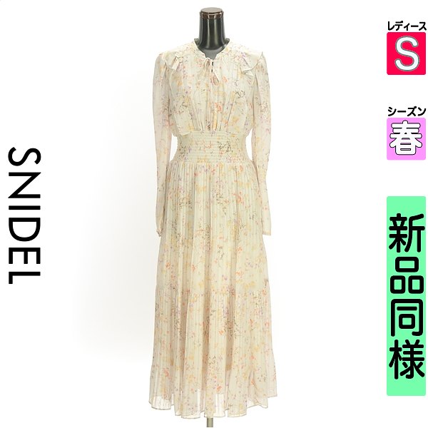 スナイデル Snidel 衣装 上衣 レディース 春 長袖 黄色 S 花柄シフォンロングワンピース 【中古】【古着】【一般受け】