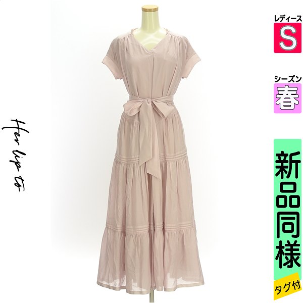 ＼SS押さえる★全品20%OFF引き換え証／ ハーリップトゥ Her lip to 衣裳 表着 レディース 春 半袖 さくら色 S バックオープンティアードロングワンピ 【中古】【古着】【新着】百貨店SALE