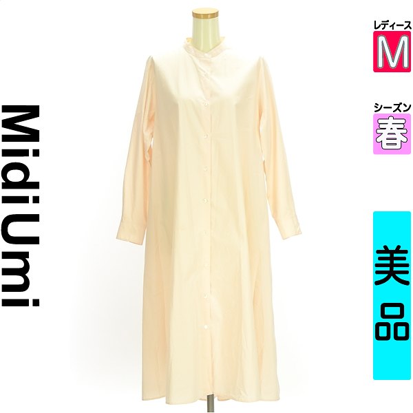 ミディウミ MidiUmi 衣装 上衣 レディース 春 長袖 サクラ色 M バンドカラーロングシャツワンピース 【中古】【古着】【新着】