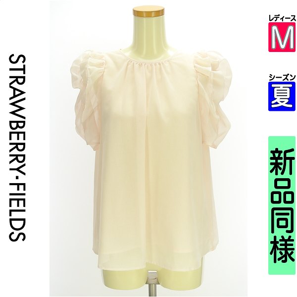 ストロベリーフィールズ STRAWBERRY-FIELDS トップ レディース 夏 半袖 サクラ色 M シアーシャーリング袖トップ 【中古】【古着】【新着】