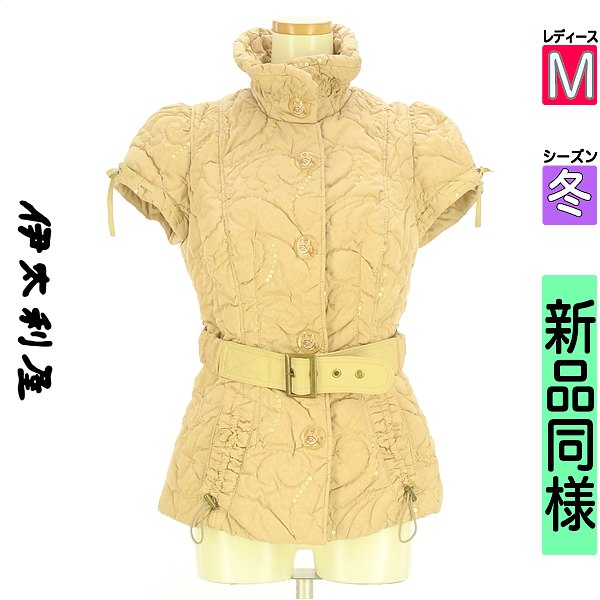 ＼お買い物マラソンP2倍／ イタリヤ 伊太利屋 ブルゾン スタジャン レディース 冬 ベージュ M 中綿入り半そでブルゾン 【中古】【古着】【人気】｜ブランド古着のファレット