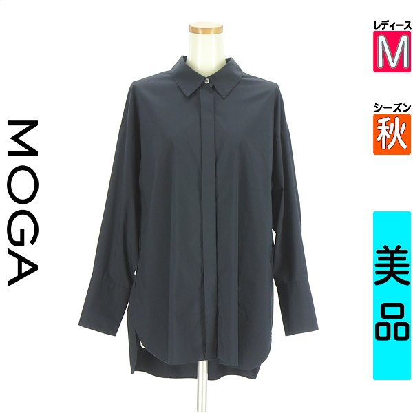 モガ MOGA ブラウス レディース 秋 長袖 紺色/ネイビー M ラウンドヘムミドル丈ブラウス 【中古】【古着】【人気】｜ブランド古着のファレット