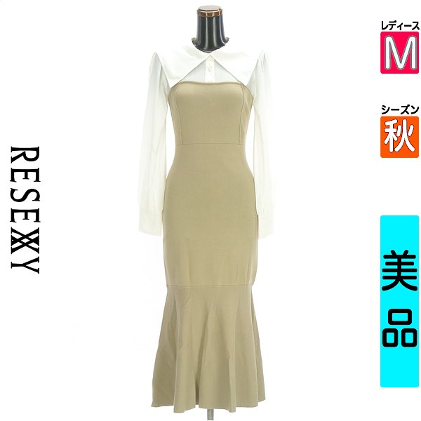 リゼクシー RESEXXY ワンピース チュニック レディース 秋 長袖 ベージュ M 別地切替レイヤード風ワンピース 【中古】【古着】【新着】｜ブランド古着のファレット 6,848円