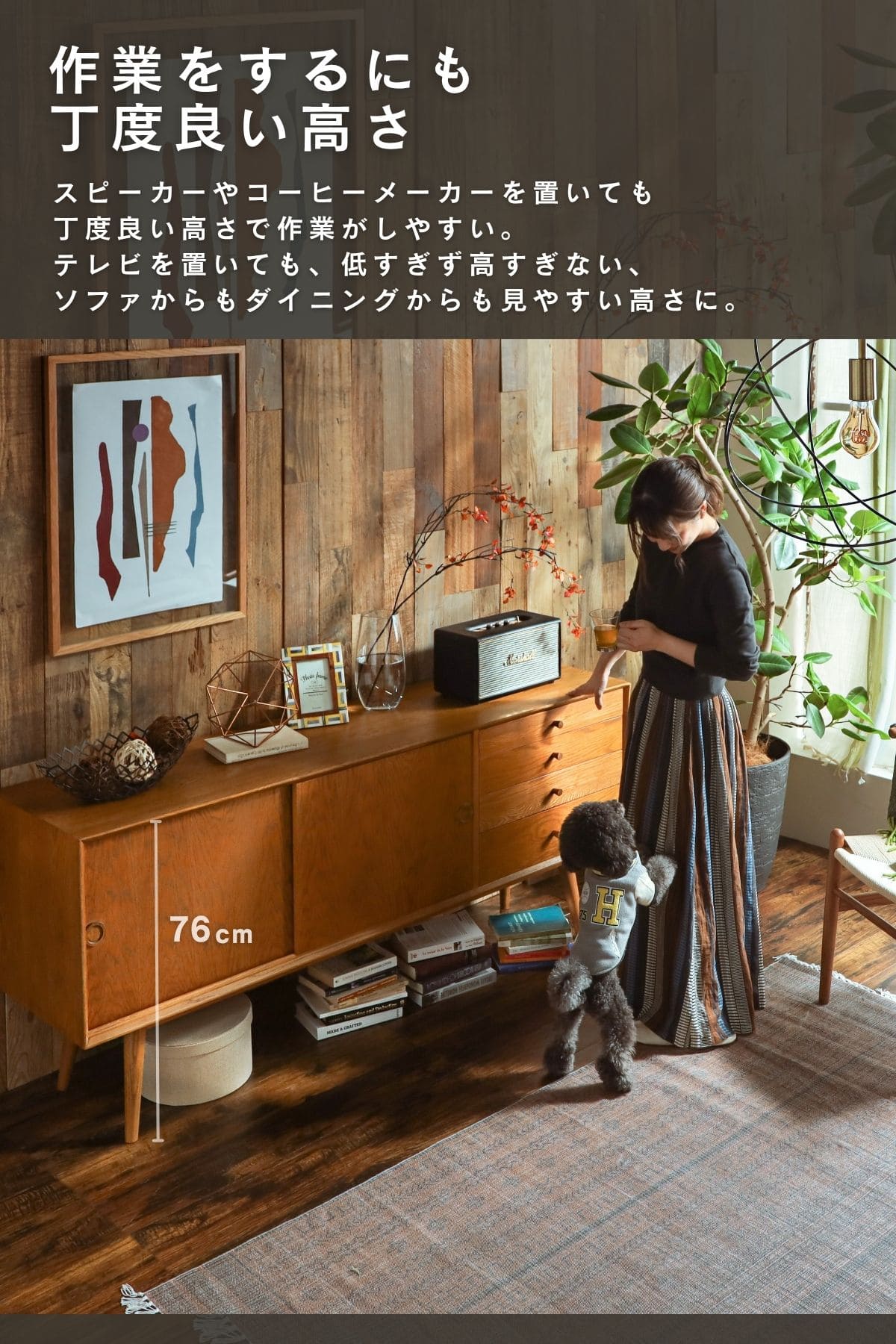 レコードラック　ミッドセンチュリー ブラウンキャビネット　横浜市より引き取り可 開梱設置付】サイドボード リビングボード サイドチェスト 収納 ミッド