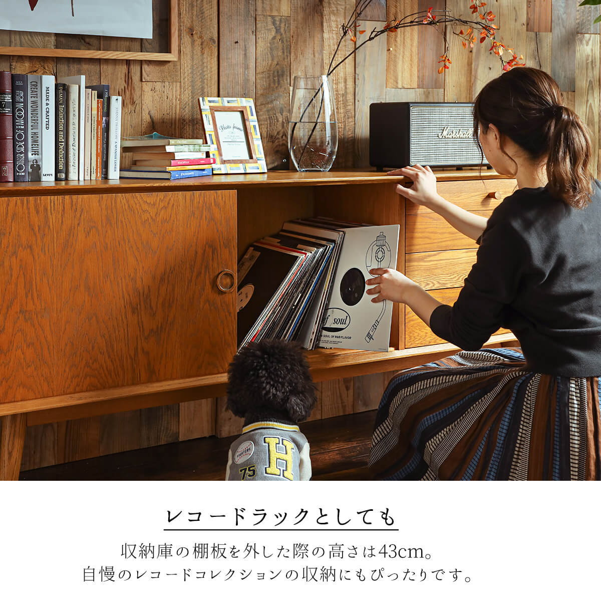 【レコード収納・ラック】　ポストモダン/ミッドセンチュリー/スペースエイジ BROWN'S AUDIO BOARD【BROWN】サイズ変更可能 本棚 レコード収納
