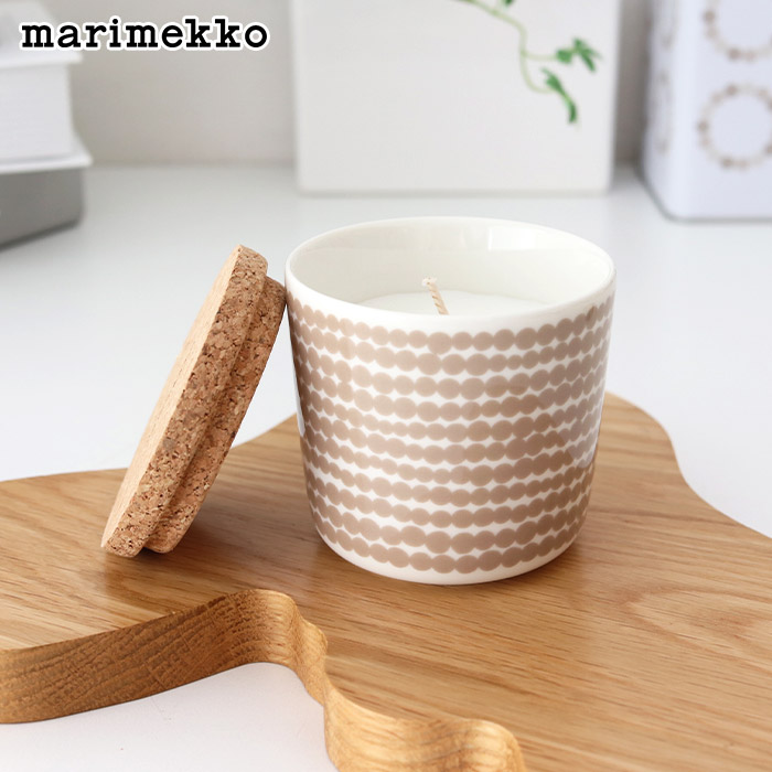 マリメッコ シイルトラプータルハ センテッド キャンドル / ベージュ×ホワイト　 marimekko Siirtolapuutarha Scented candle　 【 正規販売店 】【 熨斗対応不可/メール便不可 】