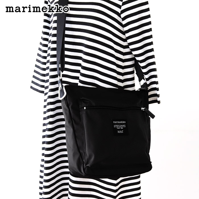 マリメッコ 茶飲み友だち ショルダーバッグ / 黒いこと marimekko Roadie Pal shoulder bag  【 定め事売りわたす店 】【 熨斗不可/電子メイル便不可】