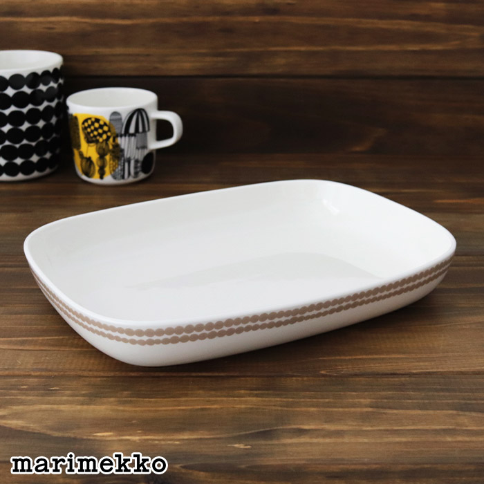 マリメッコ シイルトラプータルハ サービングディッシュ 18×25cm / クレイ×ホワイト marimekko Siirtolapuutarha serving dish 【 正規販売店 】【 ラッピング・熨斗対応不可/メール便不可 】|ファンベリー北欧雑貨とマリメッコ
