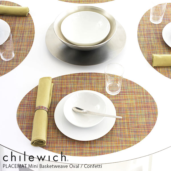 【楽天市場】チルウィッチ ランチョンマット ミニバスケットウィーブ オーバル 楕円 / コンフェッティ chilewich Mini Basketweave Placemat Oval