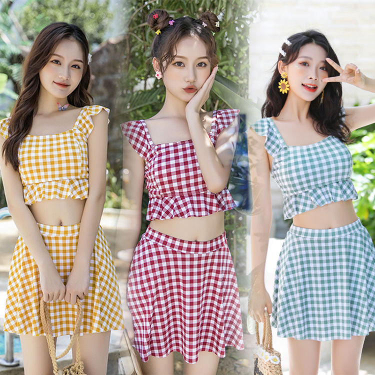 ROUGE セパレート水着 ピンク・チェック柄 キッズセパレート水着 ピンク ビキニ 女の子 ギンガムチェック