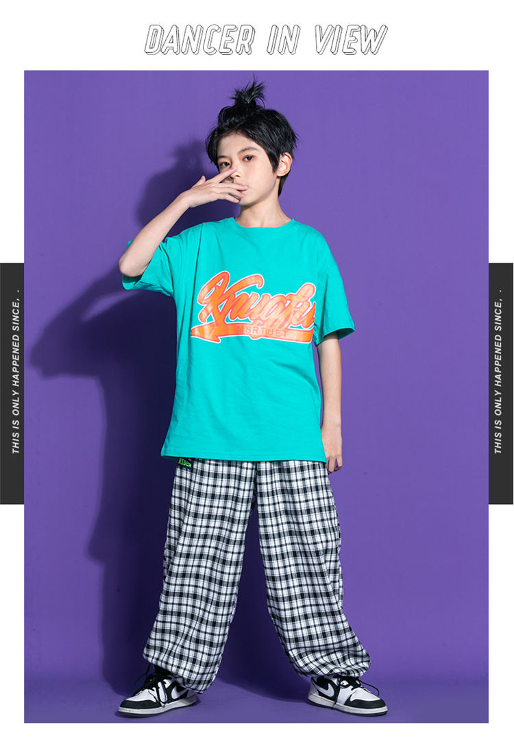 キッズ ダンス衣装 110-180cm k-pop tシャツ おしゃれ オシャレ カジュアル ジャズダンス ジュニア ステージ衣装 スポーツウェア  セットアップ チェック柄 ヒップホップ ヘソ出し ロングパンツ 半袖 団体服 女の子 子供服 普段着 練習着 通園 通学 韓国子供服 2021最新の  ...