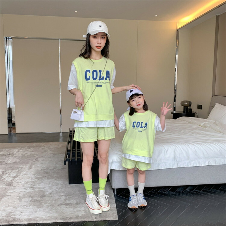 親子 ペアルック 親子セット トップス 親子コーデ 重ね着風tシャツセット 切り替え セットアップ リンクコーデ 上下セット お揃い 親子 ペアルック 親子セット トップス 親子コーデ 重ね着風tシャツセット 切り替え セットアップ リンクコーデ 上下セット お揃い