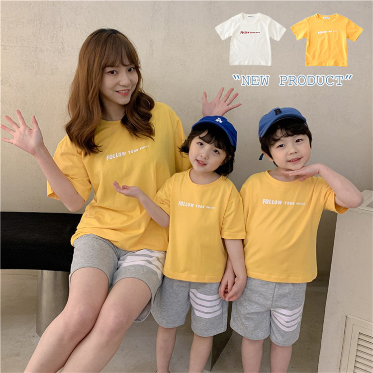 ふるさと納税 家族 親子ペアルック お揃い服 レディース メンズ トップス Tシャツ 女の子 男の子 春夏 綿 可愛い ママ娘パパ息子 半袖 半そで 短袖 柔らかい カジュアル 韓国 上品 シンプル ぴったり ゆったり 通気 2色選べる Qdtek Vn