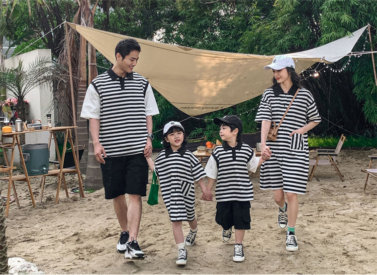 22 夏 家族 おそろい服 メンズ ワンピース レディース ママと娘 リンクコーデ 親子服 親子ペアルック 父と息子 ポロシャツ