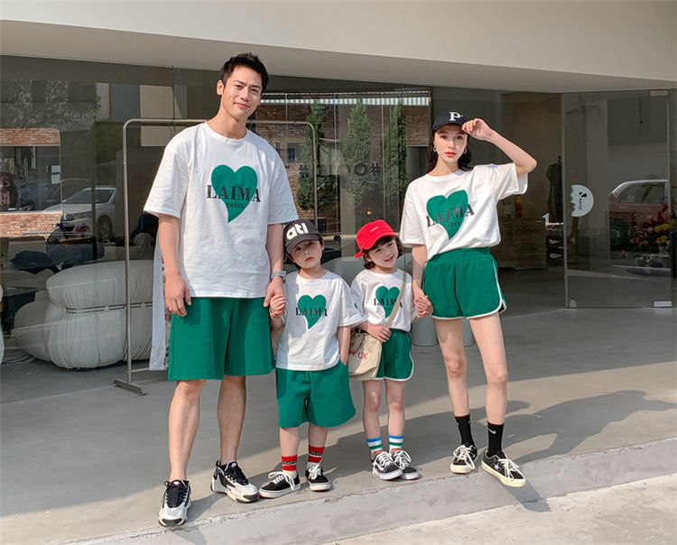 親子ペア Tシャツ レディース ショーツパンツ スポーツウェア 半袖 メンズ 親子服 キッズ トップス 親子お揃い 家族お揃い カップル