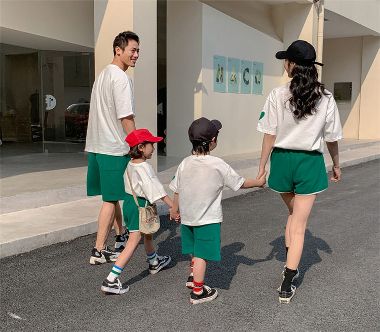 市場 親子ペア 家族お揃い カップル 半袖 レディース 親子服 ショーツパンツ 親子お揃い Tシャツ キッズ スポーツウェア メンズ