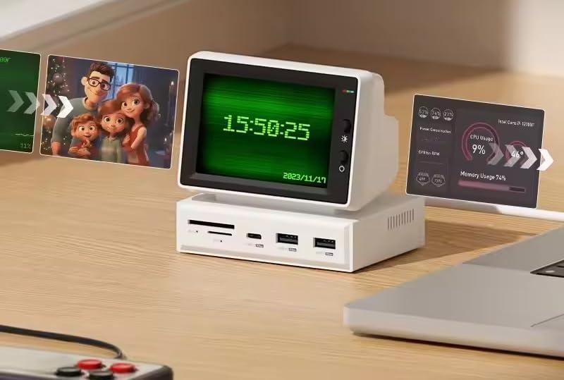 zmart 3.5インチ IPS ミニスクリーン AIDA64 ミニ PC CPU RAM HDD データモニター ディスプレイ サブスクリーン USB C ハブ付き ノートパソコン PC MacBook システムモニター サブディスプレイ CPUメータ|ファミラ