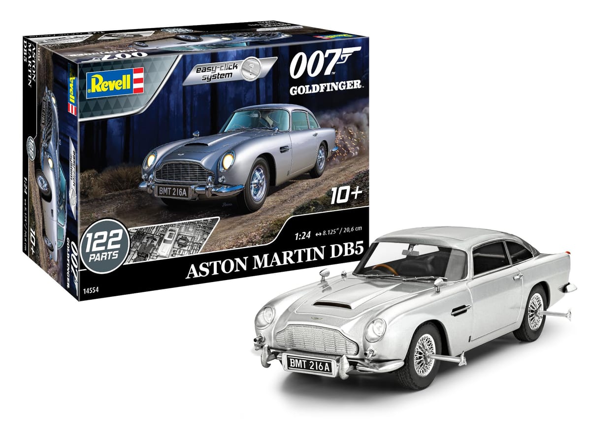 Revell 14554 アストンマーティン DB5 ジェームズボンド 007 ゴールドフィンガー 1:24スケール 122ピース スキルレベル2 モデルカー組み立てキット シルバー