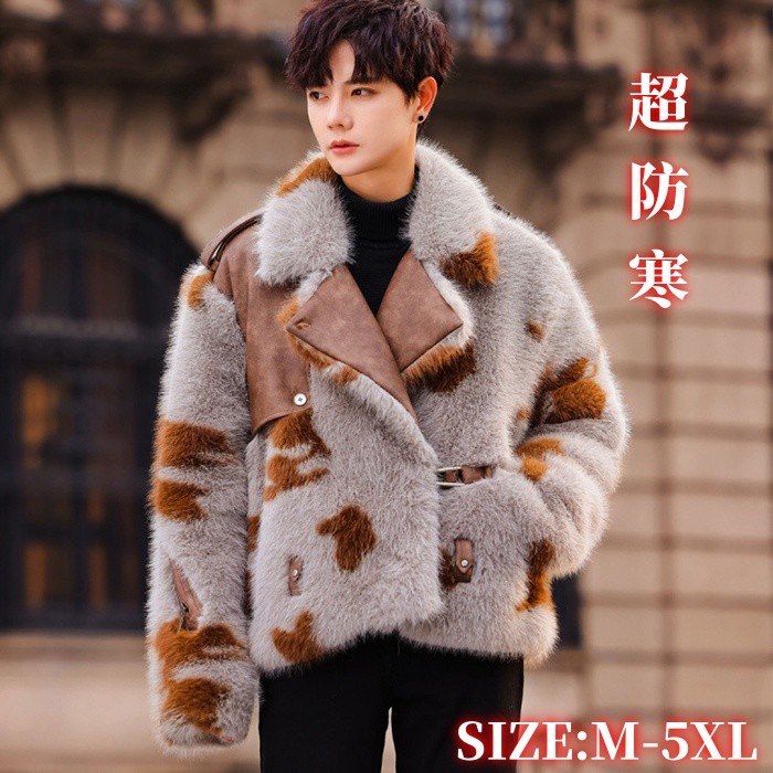 毛皮コート ショートコート カジュアルジャケット メンズコート フェイクファー ファーコート  男性 レザージャケット 厚手 暖かい カーディガン ファッション 冬服 防寒 アウター 普段着 アウトドア  大きいサイズ M-5XL