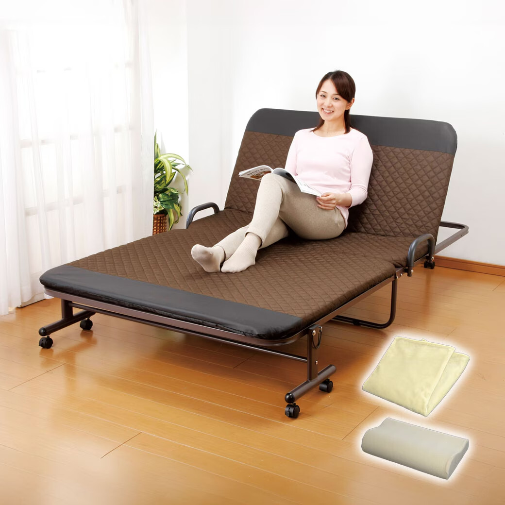 納める式リクライニング臥榻DX 虚蝉ダブル 綿ネル毛布 高手向かいまくら付き添い人
