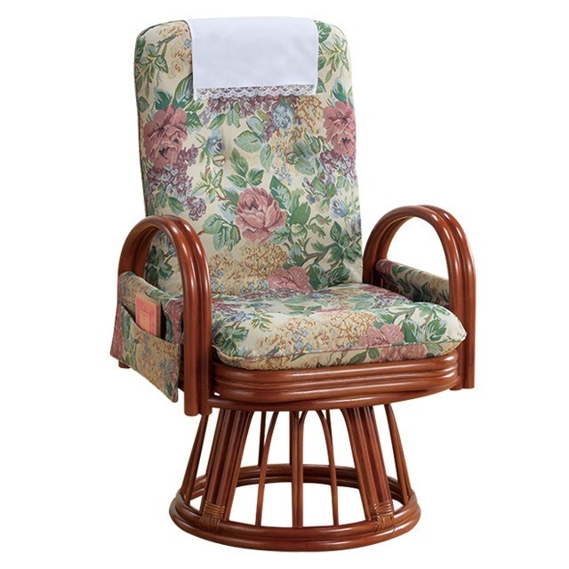 楽天市場】天然籐 リクライニングハイバック回転座椅子 サイドポケット