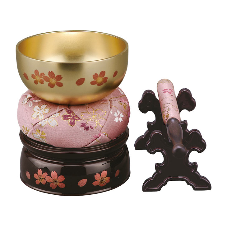 タメ色桜蒔絵 りん5点セット2.5寸