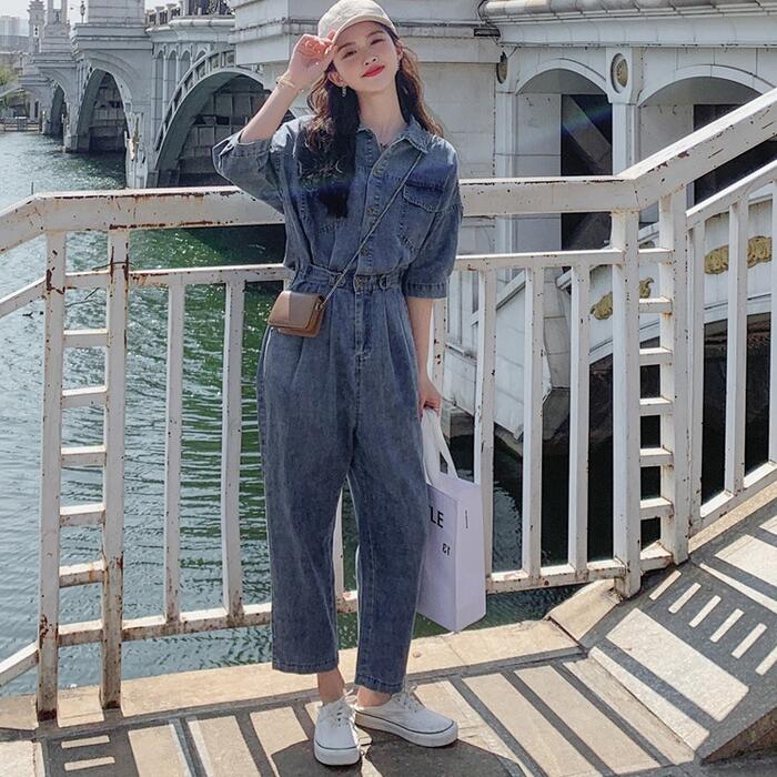 楽天市場】オールインワン デニム キャミソール ハイウエスト ロング