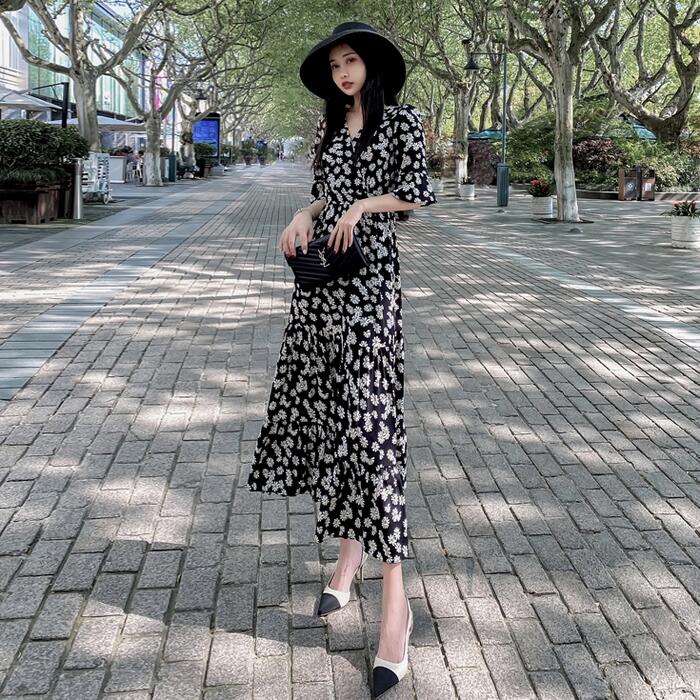 楽天市場】ワンピース ロングワンピ 袖あり 花柄 レディース