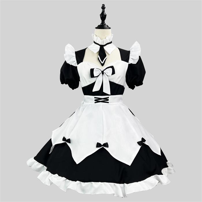 ハロウィンコスプレ 仮装 メイド 服 ゴスロリ 萌え コスプレ 衣装 仮装 女装 フリル ロリータ かわいい カチューシャ 付き セットウェイトレス レディース