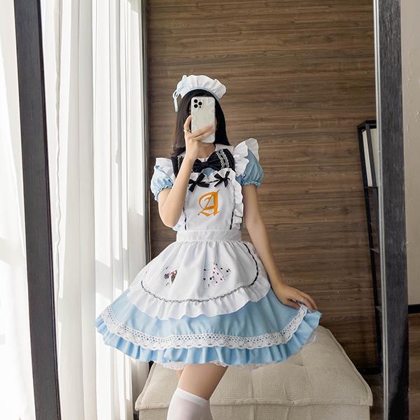 コスプレ 仮装 メイド 服 ゴスロリ 萌え 衣装 仮装 女装 フリル ロリータ かわいい カチューシャ付き セットウェイトレス レディース カフェ イベント 余興 宴会