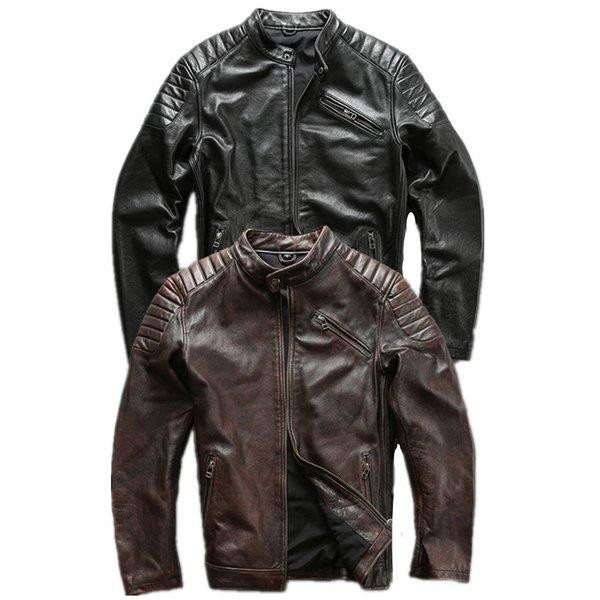 お洒落 本革ジャケット 革ジャケット 本革 父の日 革ジャン 送料無料 ファッション 本革バイクジャケット レザージャケット 牛革 メンズ