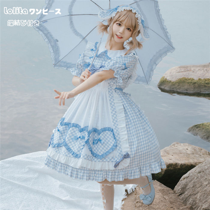 忘年会 レディース お姫様 ドレス 文化会 夢かわいい 2セット 日常 蝶結び付き フリル襟 エプロン 膝丈スカー セットアップ 少女 トップス 通学 通勤 レース ロリータ風 イベント Lolitaワンピース 学園祭 茶会