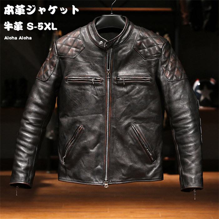 メンズ ライダース レザー 革ジャン バイク 防寒 メンズ ライダースジャケット メンズ 本革 MA-1 大きいサイズ アウター 牛革 シングル 本革コート 本革ジャケット S-5XL 防風 ジャケット 革ジャン 防水 メンズ レザージャケット