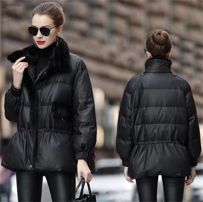 冬服厚地の外套 ladies 羊革厚地の外套 coat 貨物輸送無料 本革 ダウンレザージャケット なめし革厚地の外套 本革厚地の外套 毛革付き添い人 子ヒツジなめし革 並み並み丈落ち込む down レディース ミンクファーコート