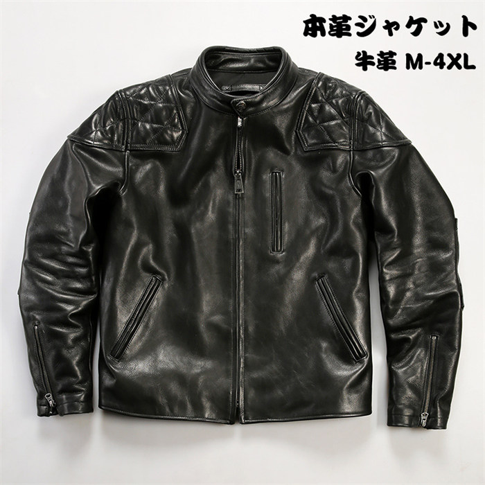 牛革 大きいサイズ 防水 メンズ S-4XL 本革ジャケット レザージャケット 本革 シングル レザー メンズ ライダース アウター 防寒 革ジャン 本革コート MA-1 ジャケット 防風 バイク 革ジャン ライダースジャケット メンズ｜ファミリーストークショップ