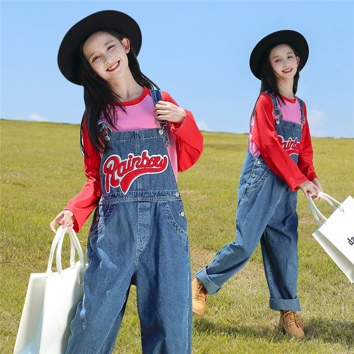 長袖 上下セット 子供服 春秋 キッズ ロングパンツ 長ズボン カジュアル セットアップ 無地 ブラウス おしゃれ シャツ サロペット 可愛い 新品 韓国子供服 女の子 ジュニア